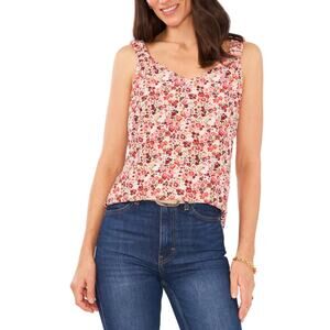 NWT Vince Camuto Ivory Textured Floral Sleeveless V-Neck Blouse, Women’s XS